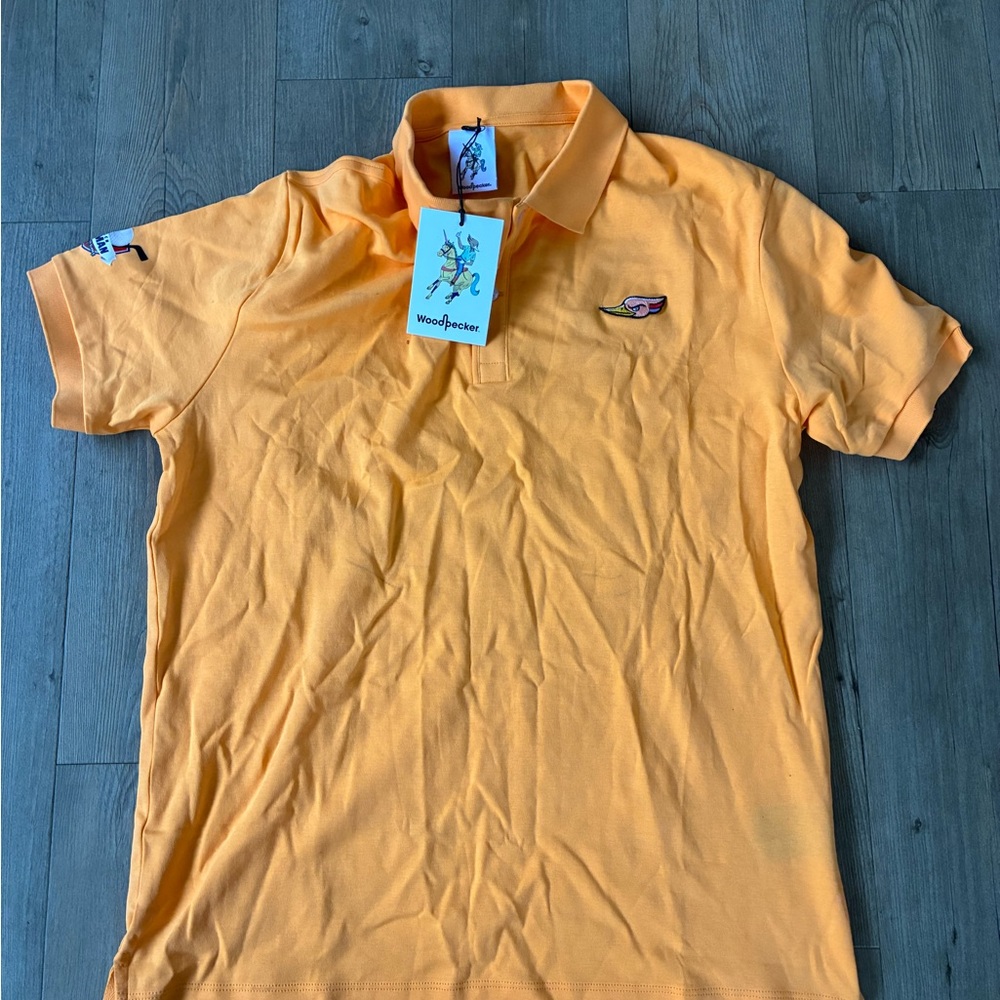 Men's WoodPecker Bright Orange Polo Shirt Large - Zach Hyman Golf Tournament